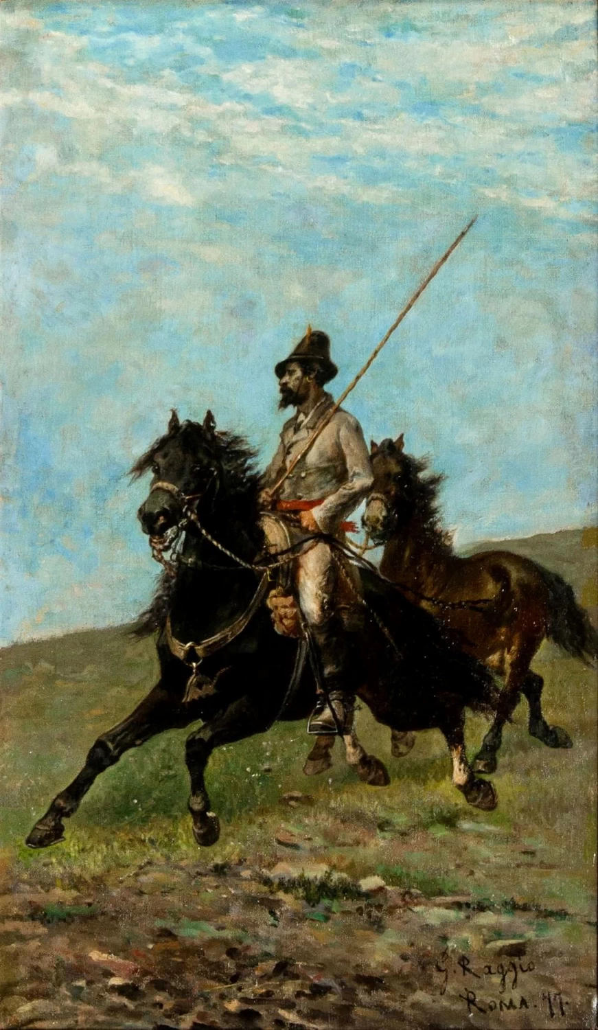 Paesaggio italiano, animale e figura